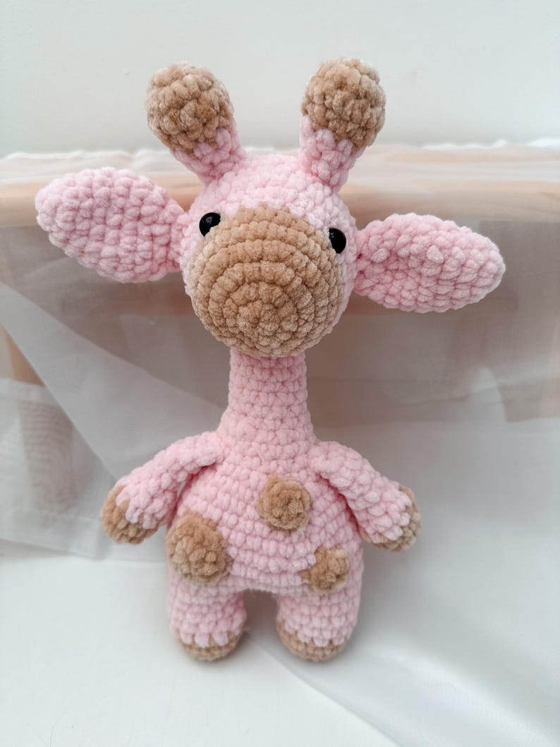 Plush Giraffe Toy | Handmade Crochet Pink and Beige