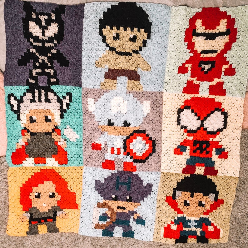 FULLC2C crochet Disney Marvel blanket pdf instant download Etsy