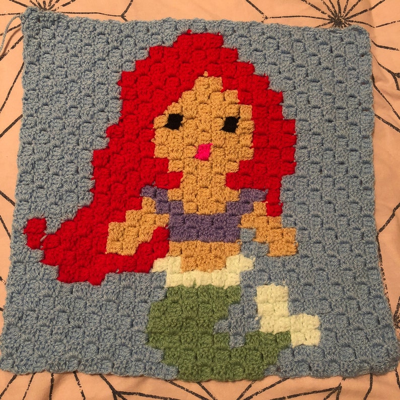 ARIEL C2C crochet disney blanket pdf instant download Etsy