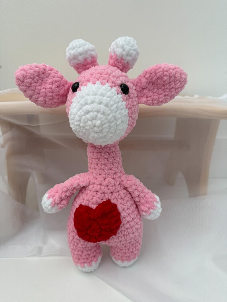 Plush Giraffe Toy | Handmade Crochet Pink with Heart