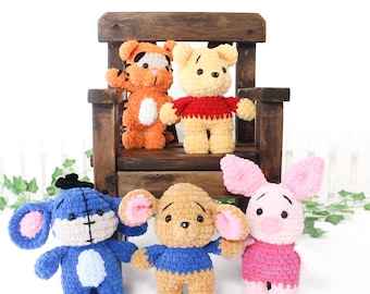 Handmade Winnie the Pooh and Friends, Eeyore, Piglet, Tigger, Roo, Crochet Finished Product