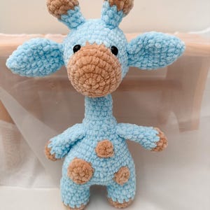 Plush Giraffe Toy | Handmade Crochet Blue and Beige