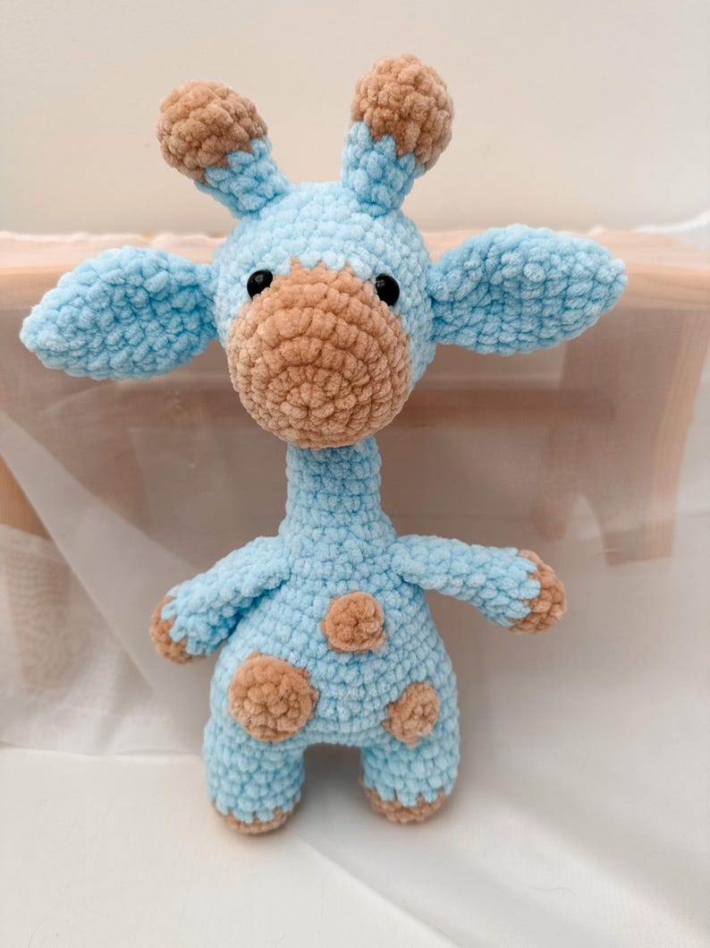 Plush Giraffe Toy | Handmade Crochet Blue and Beige