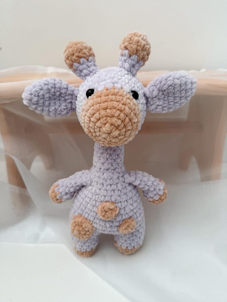 Plush Giraffe Toy | Handmade Crochet Purple and Beige