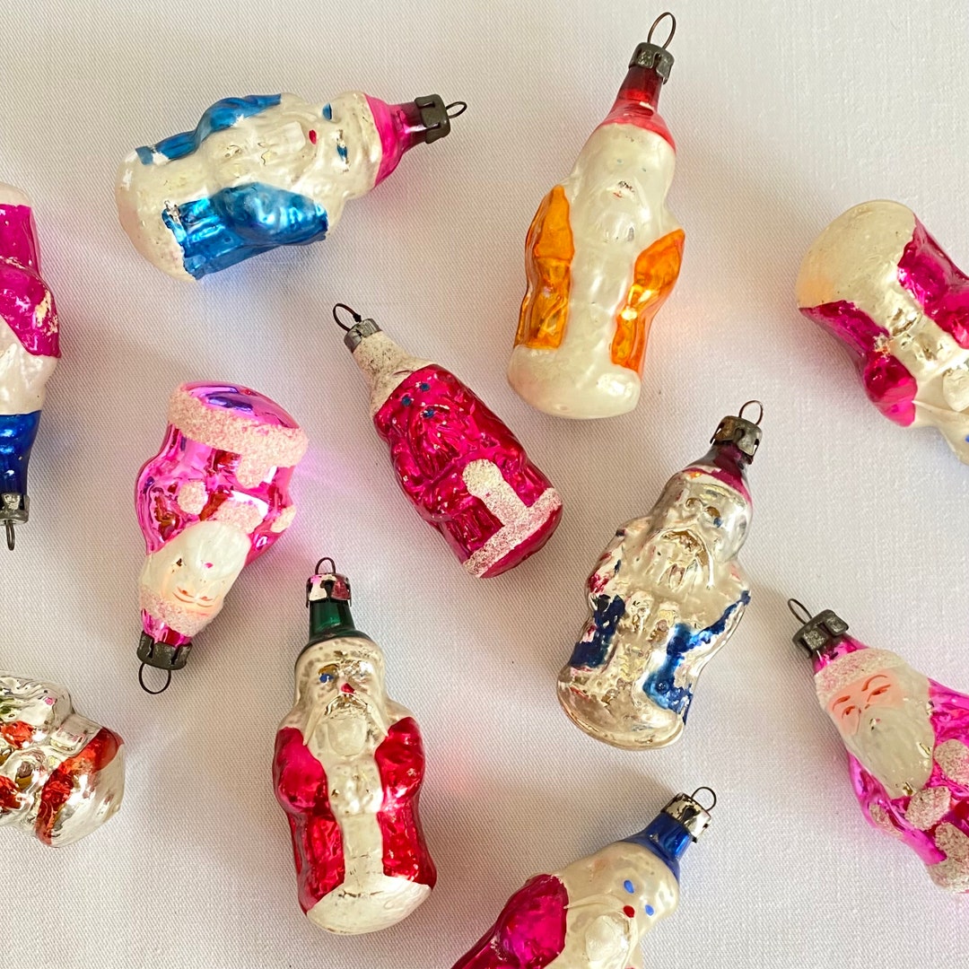 Stunning Vintage Glass Christmas Decorations Santas / Father Christmas