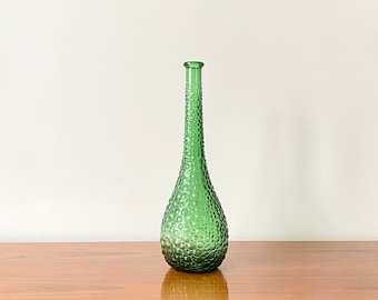 Grön vintage hobnail Empoli Italien genie flaska / dekorativ flaska karaff