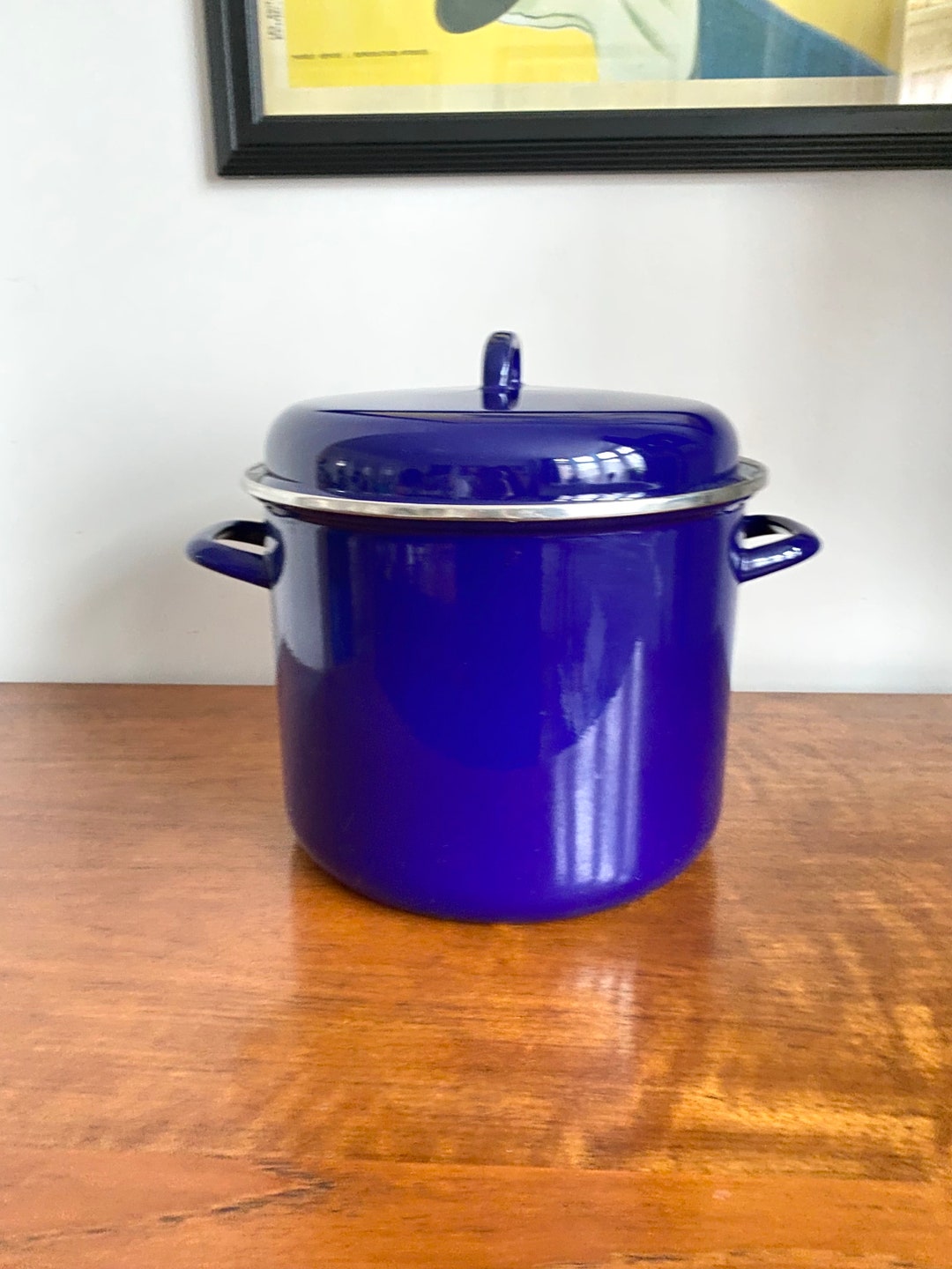 Vintage Blue Enamel Saucepan / Bread Bin / Storage Etsy UK
