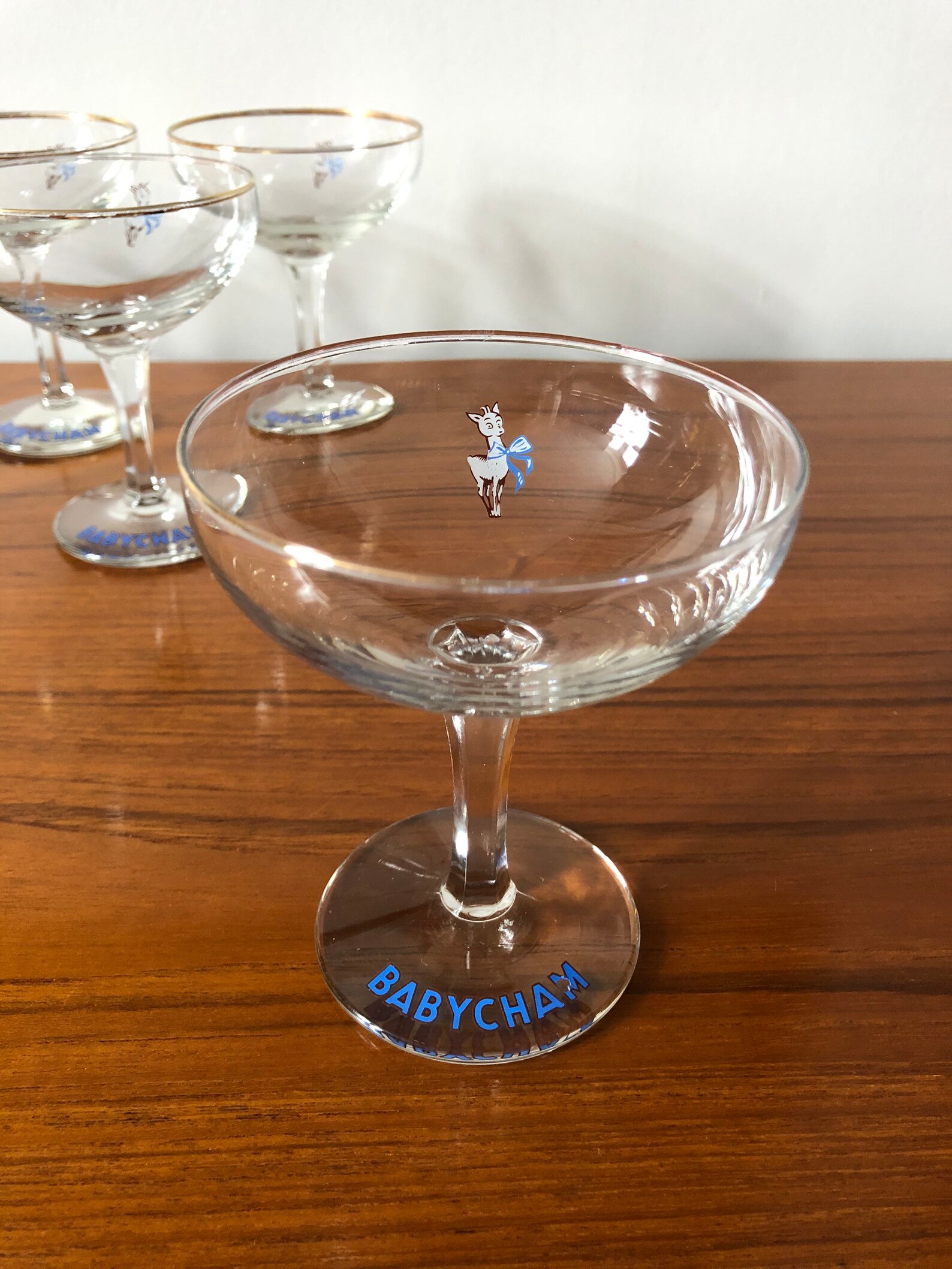 1950s vintage individual Babycham white fawn glasses Etsy