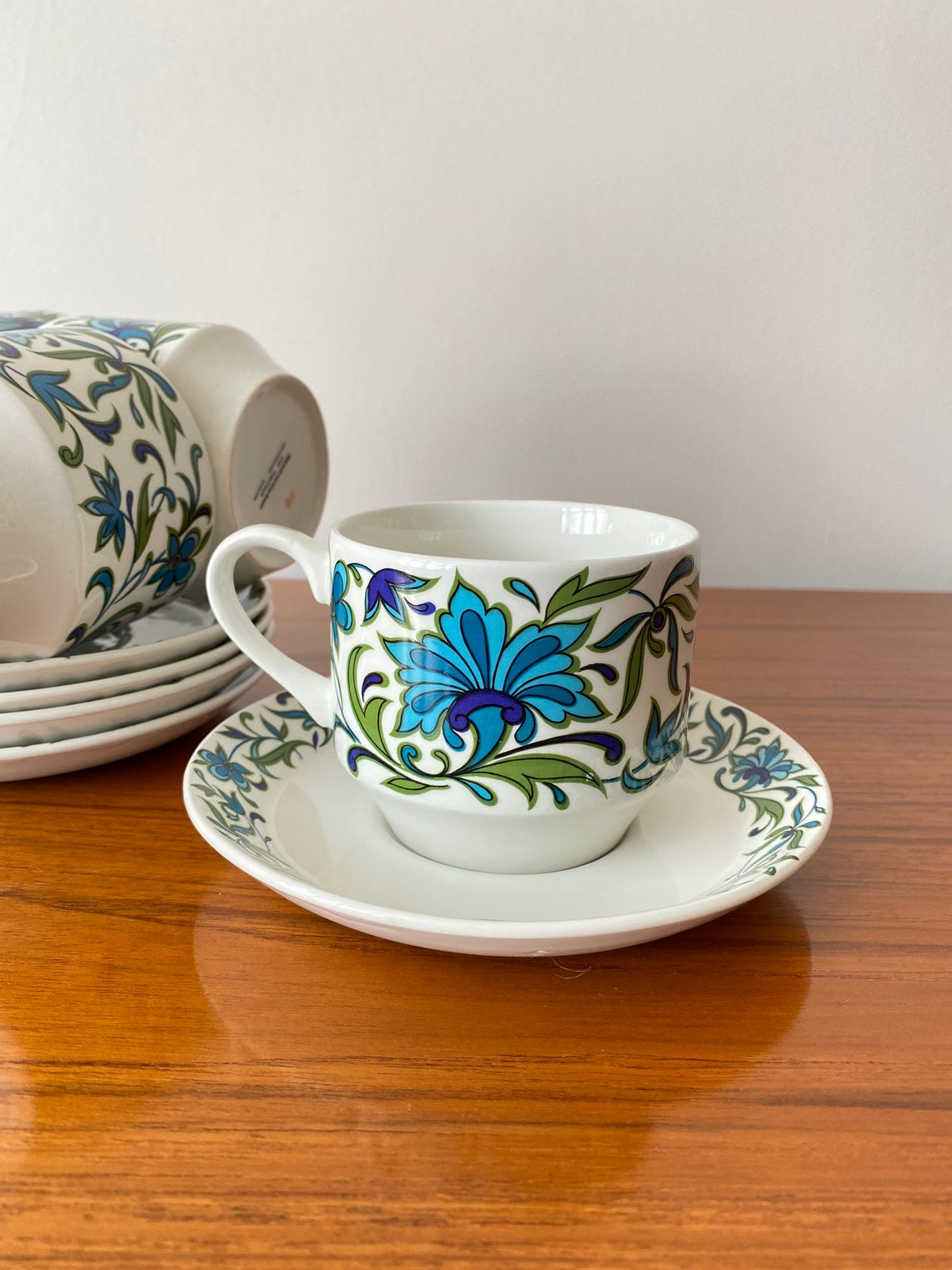 Individual tea cup and saucers Midwinter Spanish Garden Etsy