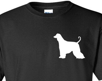 Afghan Hound Dog Lover Small Front Chest Logo Graphic T Shirt Short Sleeve