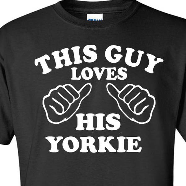 This guy loves his Yorkshire terrier Yorkie Dog Logo Graphic TShirt