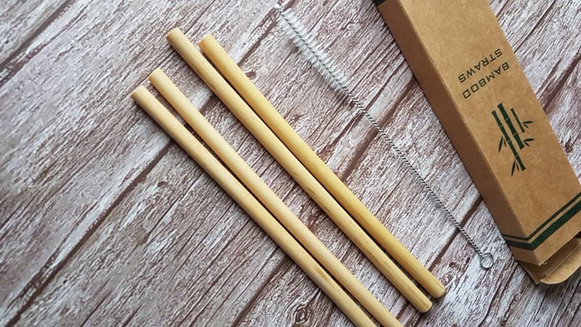 Bamboo Straw and Straw Cleaning Brush Set. 4 Reusable Straws Etsy UK