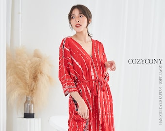 Red Tie Dye Kaftan (CKF28) Caftan, Beach kaftan, Boho, Kaftan maxi Dress, Oversized, Loose fit, Summer kaftan, Resort dress, Free shipping