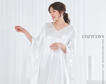 Caftán de satén sedoso con cuello en V y brillo (KTB1) caftán, caftán, caftán de playa, crucero, bohemio, vestido caftán, vestido de noche, vestido de resort, bata de seda