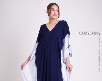 Navy Hand Dyed Kaftan (CKF42) Beach kaftan, Holiday, Kaftan maxi Dress, Oversize, Loose fit, Summer dress, Resort dress, Kaftan plus size