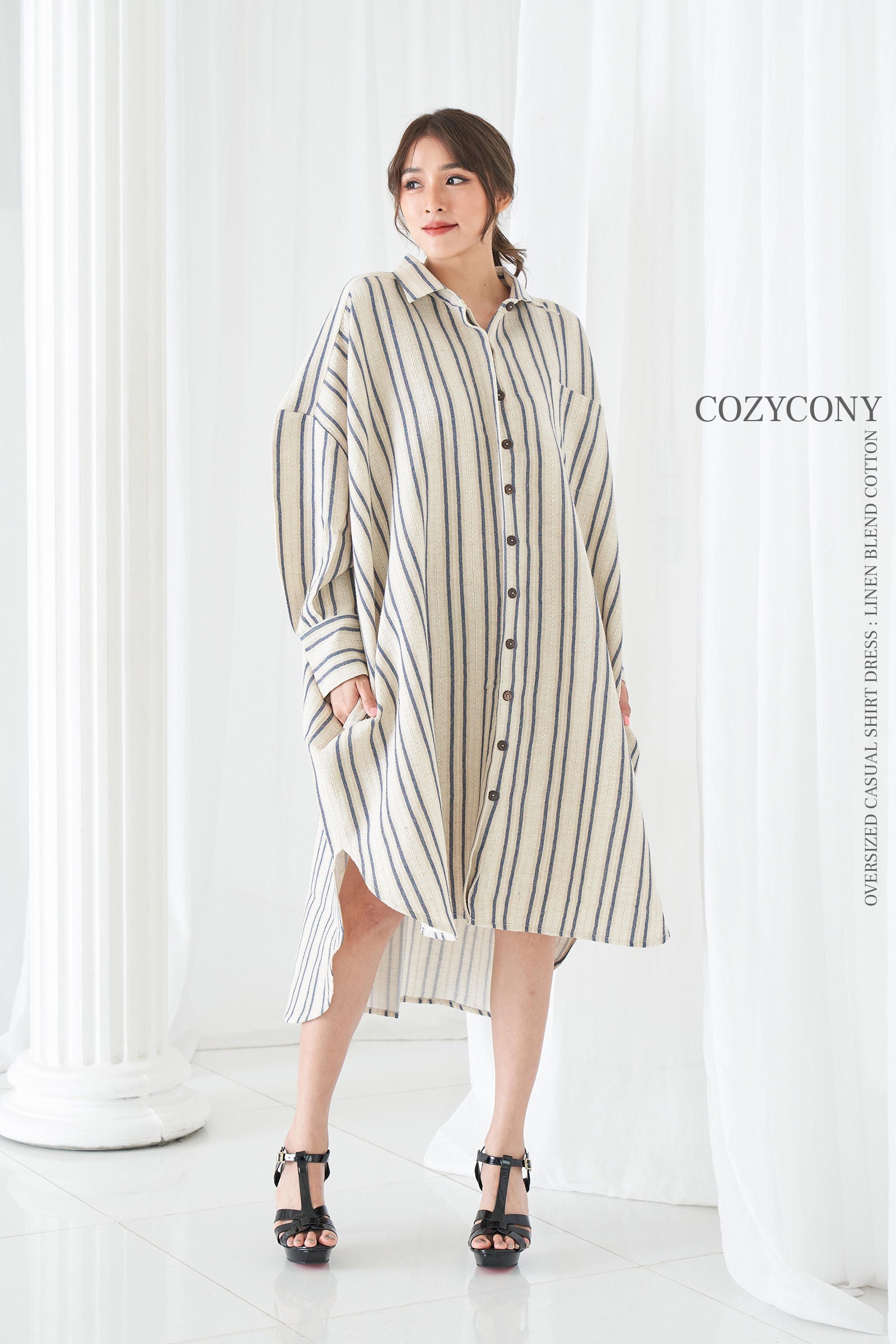 Robe Décontractée I2CRAZY Femme - Coupe Loose Swing, Plissée, Avec Poches - Taille L, Neuf Avec étiquettes