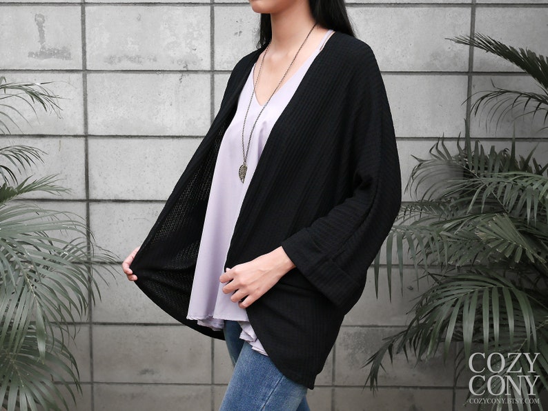 L CK016 XL : Bat Sleeve Cardigan Black Cardigan Free Shipping M CozyCony Women Cardigan S One Size for Women US size XS