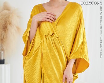 Twist Glow Silky Satin Kaftan(ktb1) Kaftan, Silky Kaftan, Dress Photoshoot,  Loose Fit, Wedding Dress, Cocktail Dress, Bridesmaids - Etsy UK