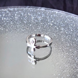 Ankh Toe Ring Sterling Silver 925 Adjustable Ring