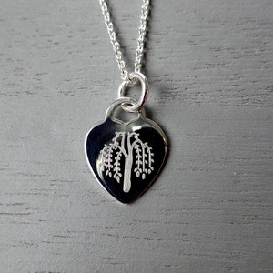 willow Tree Heart Tag Charm 925 Sterling Silver Jump Ring, Carrier Bead, Clasp, Pendant on chain