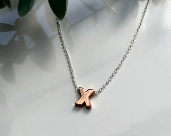 Kiss Rose Gold Vermeil X with Sterling Silver Chain