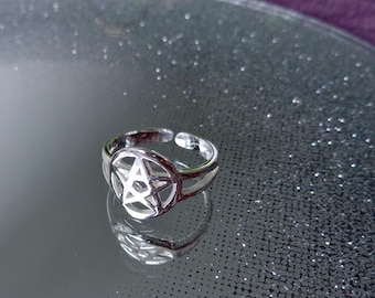 Pentagram Toe Ring Sterling Silver 925 Adjustable Ring