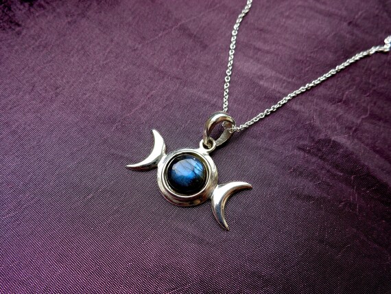 925 STERLING SILVER TRIPLE MOON GODDESS WICCA PAGAN CHARM RING STRETCH /& STACK
