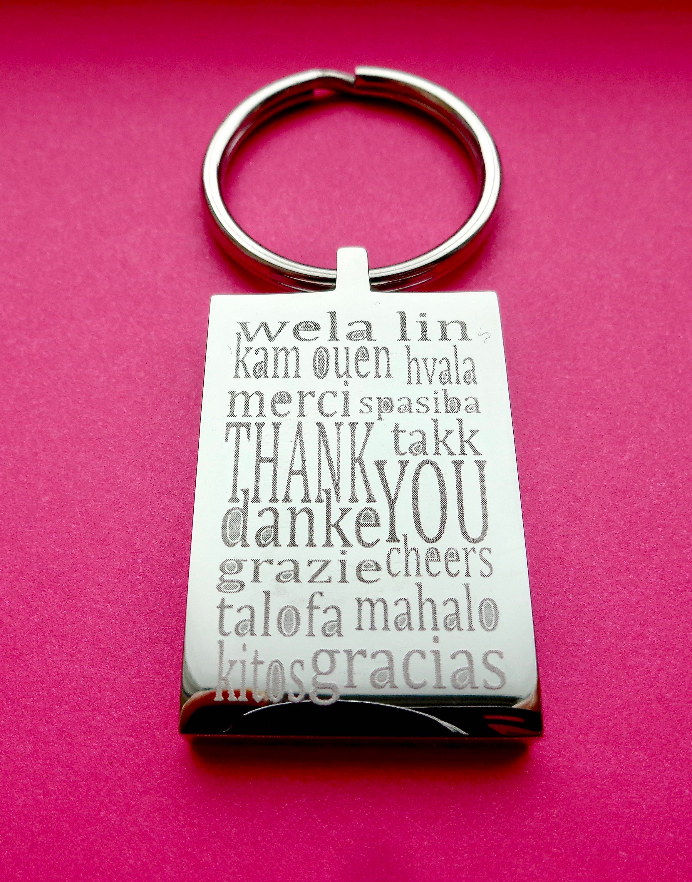 Thank You Personalised Gift Keyring Keychain Mirror Etsy