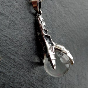 Crystal Ball in Dragon Claw Pendant 925 Sterling Silver. Scrying Charm Necklace. Wiccan Pendant. Available on silver chain.