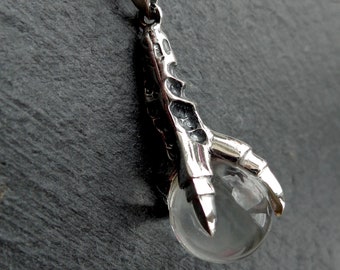 Crystal Ball in Dragon Claw Pendant 925 Sterling Silver. Scrying Charm Necklace. Wiccan Pendant. Available on silver chain.