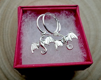Dragon Hoop Earrings 925 Sterling Silver Fire Ice