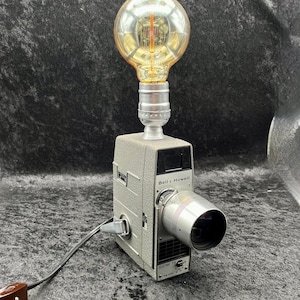 Vintage 1950s Bell & Howell 8mm Camera Lamp with Round Edison Bulb