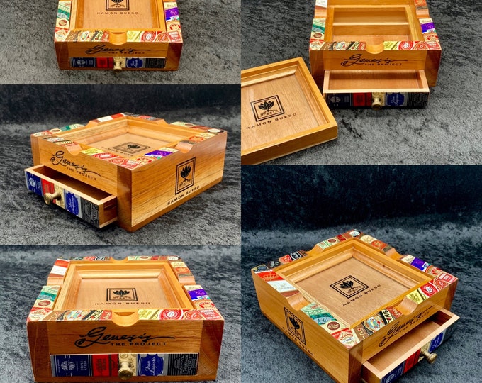 Genesis Project Cigar Box Ashtray With Draw and Cigar Band Art - Etsy