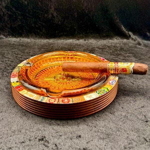 Vintage 1950s  9" Ashtray with original Cigar Band Art
