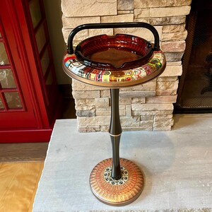 Vintage 1950s Ashtray Stand With Cigar Band Art - Etsy
