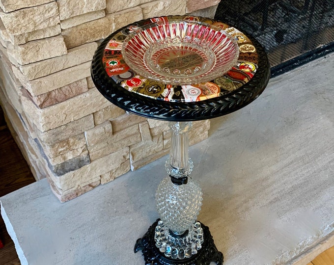 1970's Glass Ashtray Stand With Cigar Band Art Etsy