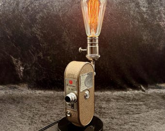 Lámpara de cámara Keystone de 8 mm, estilo vintage de 1950, con base.
