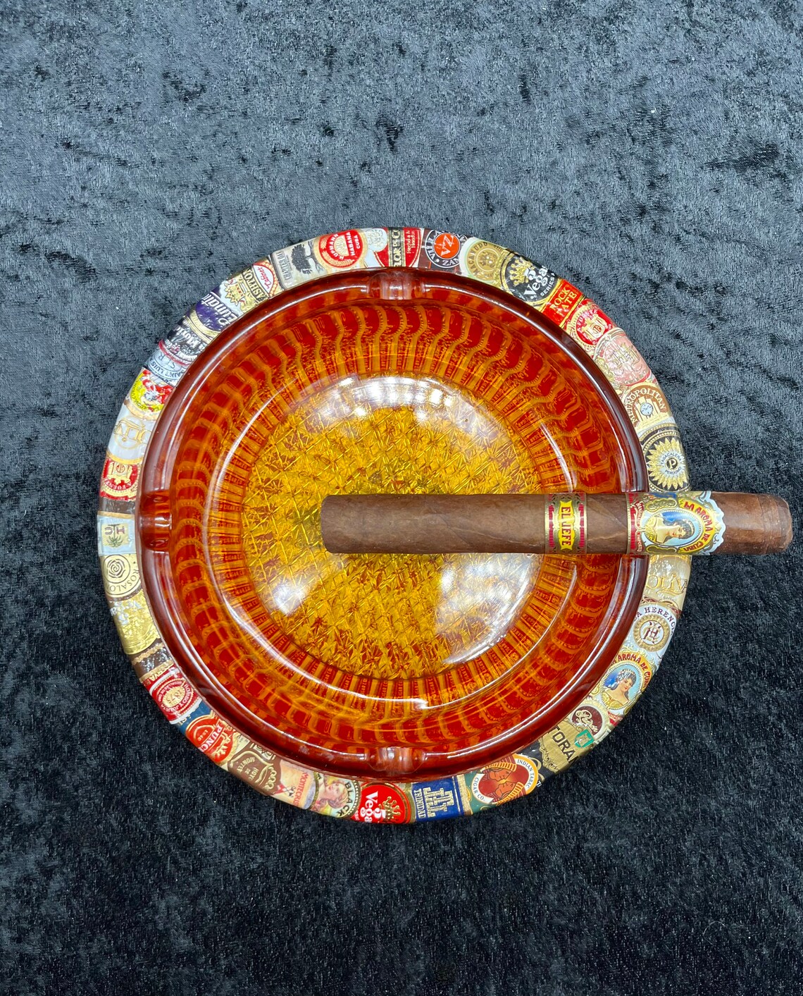 1950s 9 1/2 Cigar Ashtray With Cigar Band Art Etsy