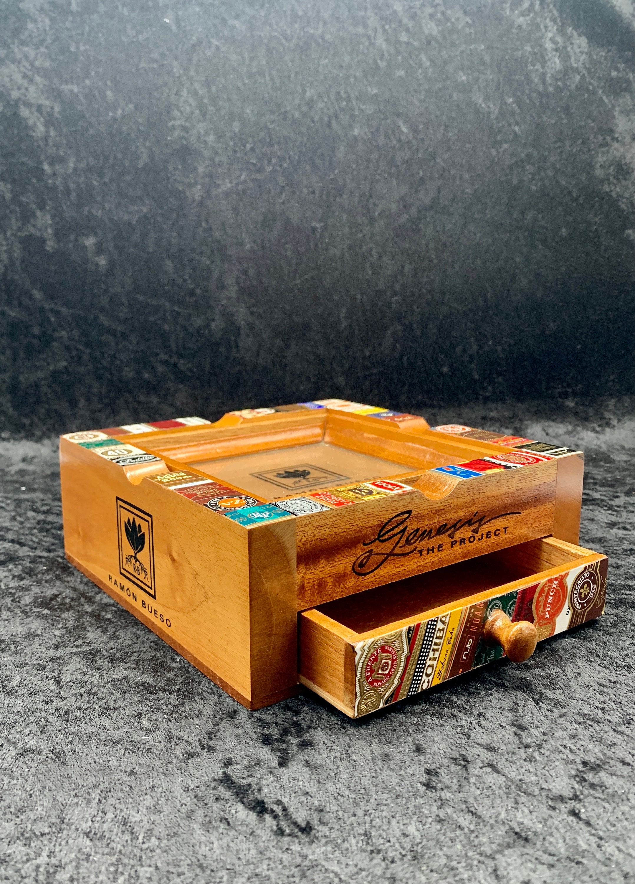Cigar Box Ashtray With Accessory Drawer Etsy