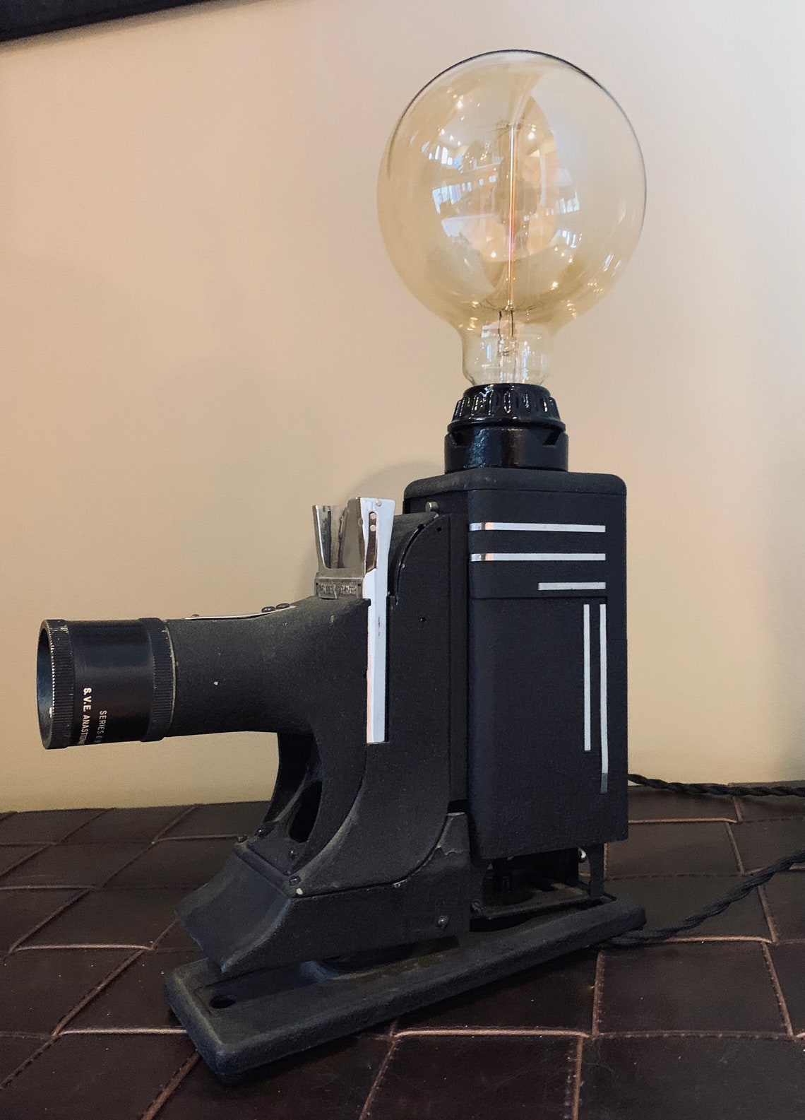 Vintage 1942 Film Projector Lamp with Large Edison Bulb Etsy