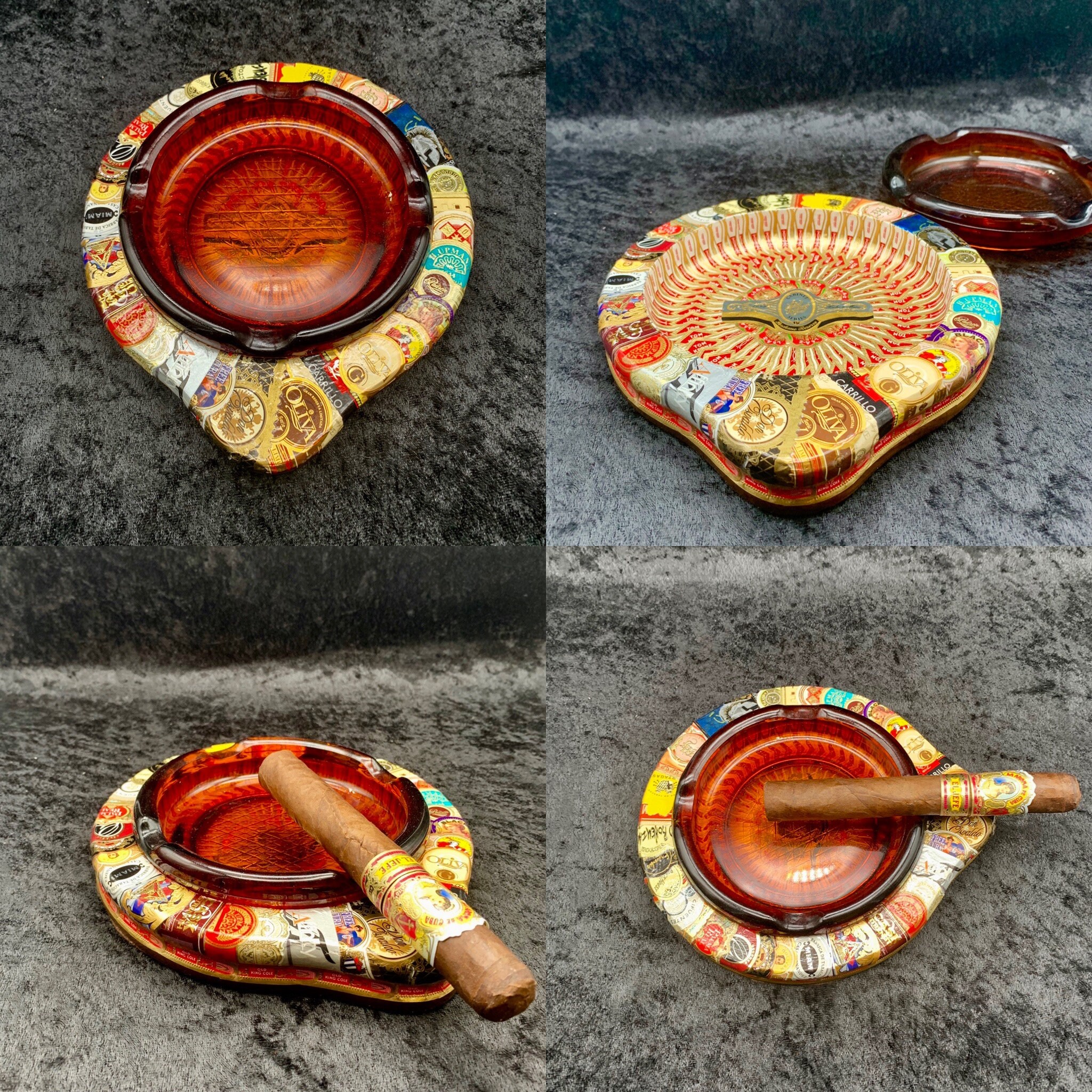 Vintage 8 Tear Drop Cigar Ashtray with Cigar Band Art Etsy
