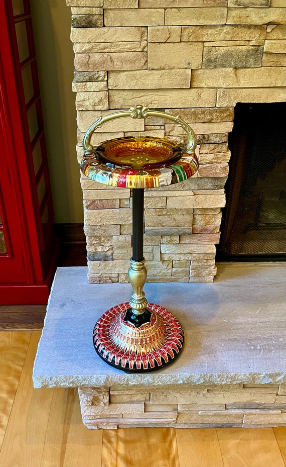 Vintage 1950s Ashtray Stand With Cigar Band Art - Etsy
