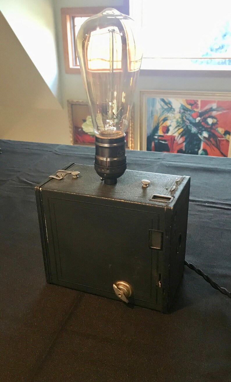 Vintage Brownie Box Camera Lamp With Edison Bulb Etsy