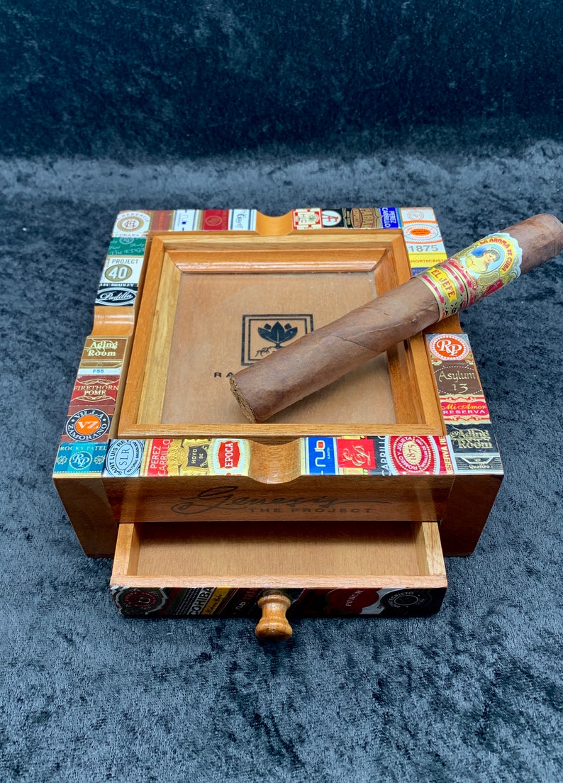 Cigar Box Ashtray With Accessory Drawer Etsy