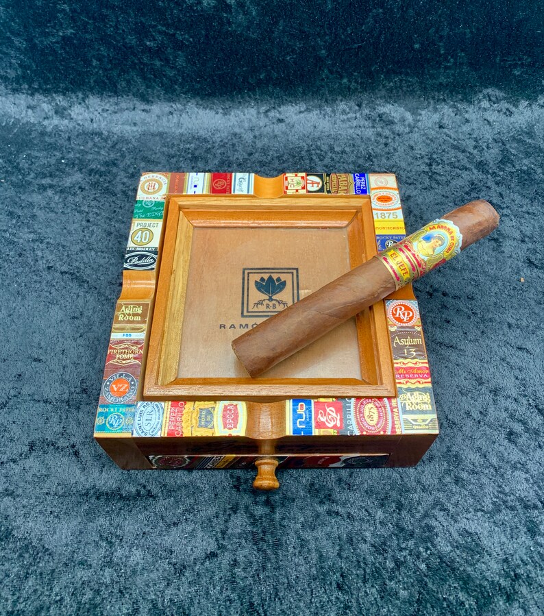 Cigar Box Ashtray With Accessory Drawer Etsy