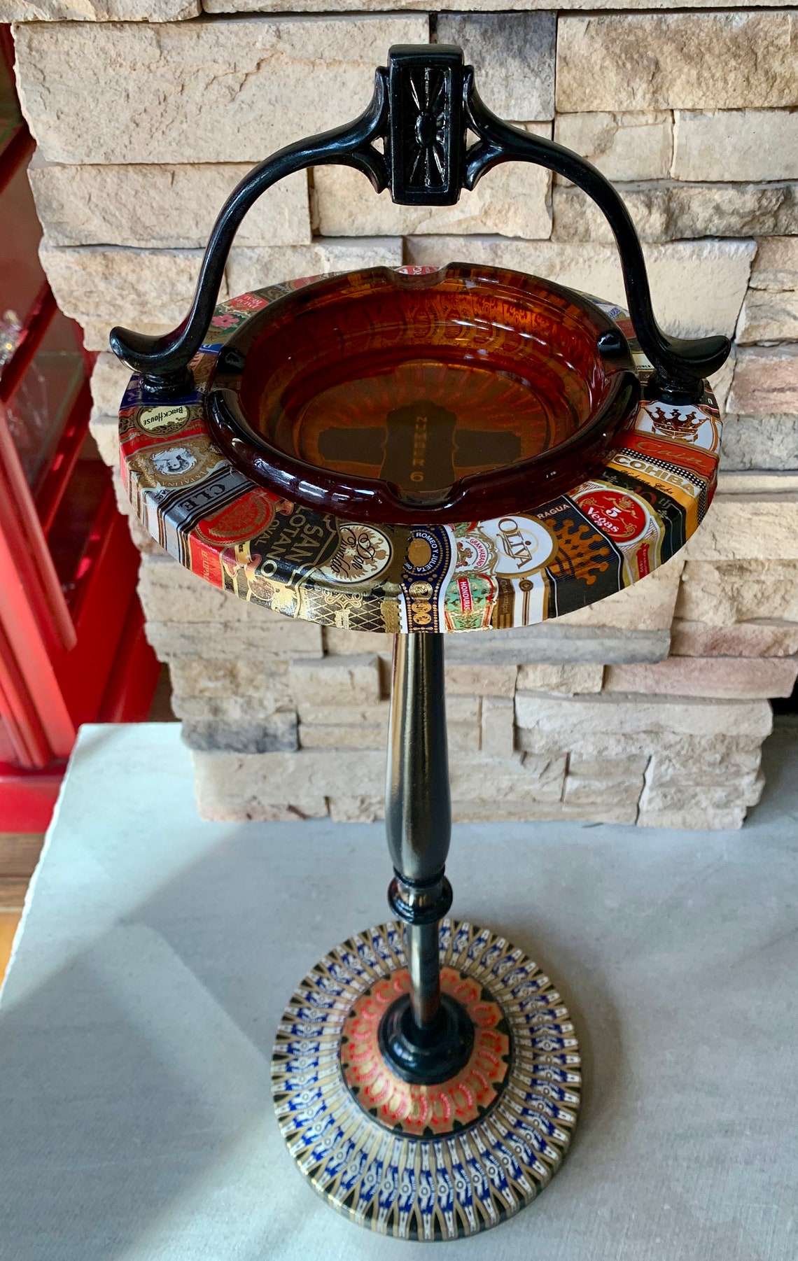 1920's Ashtray Stand with Cigar Band Art Etsy