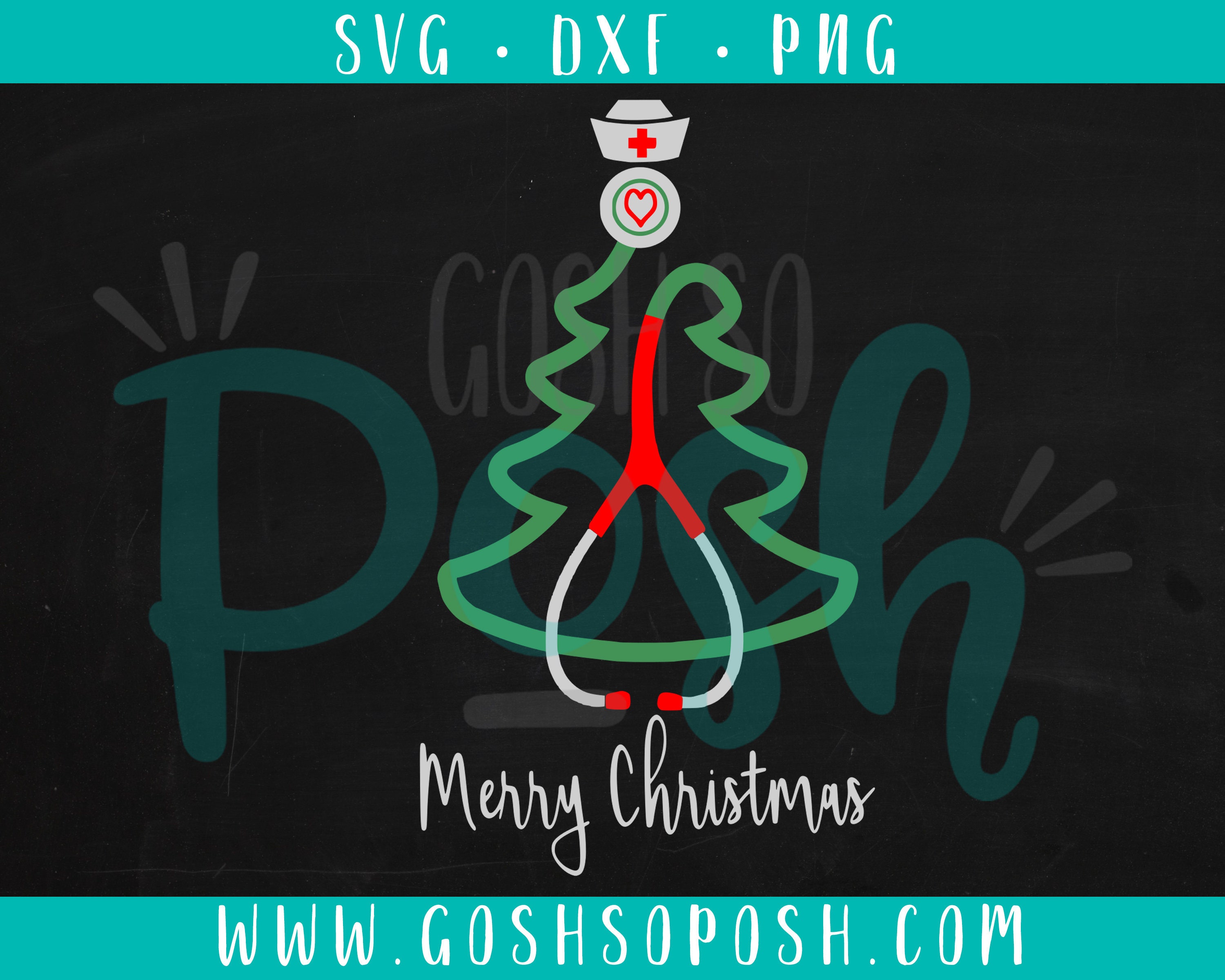 Merry Christmas Tree Stethoscope SVG DXF PNG Christmas Etsy