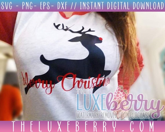 Rudolph Flying Silhouette Merry Christmas Cutout Svg Dxf Etsy