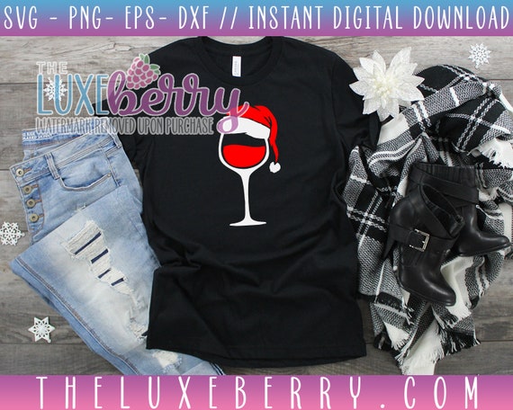 Download Christmas Wine Glass With Santa Hat Xmas File Svg Eps Etsy PSD Mockup Templates