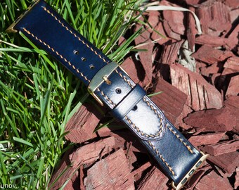 Leather Apple Watch band 42mm/ Apple Watch strap/ Leather watch band/ Leather watch strap/ leather band / 42mm / Navy blue/ ultraviolet